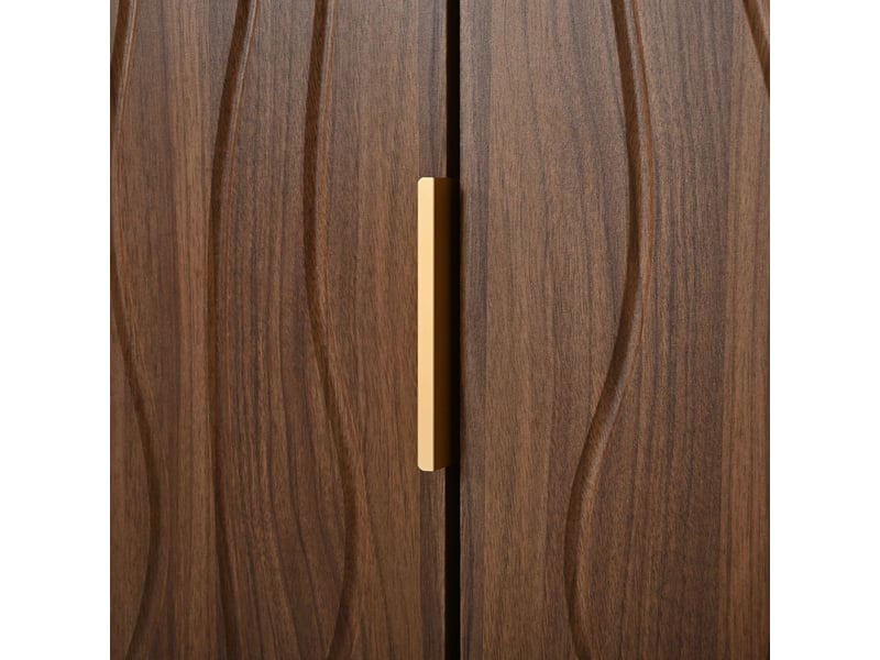 Buffet meuble de rangement cuisine avec tiroir, portes et étagères ouvertes, en mdf et panneaux de particules, pieds en bois massif - Conforama E