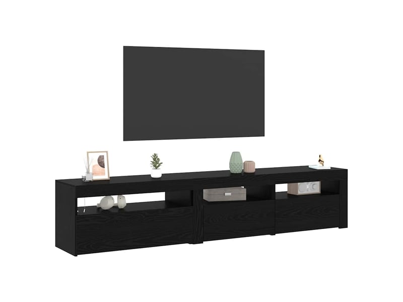  Meuble tv - banc tv - meuble de rangement 2 pcs chêne noir bois d'ingénierie  - Conforama C