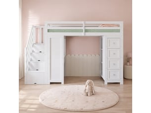 Lit mezzanine 90x200 cm <strong>OKMYHOME</strong> <strong></strong> coloris blanc