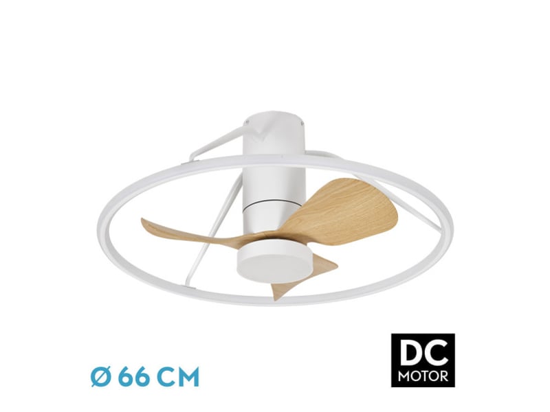 Ventilateur de plafond fabrilamp oporto dc blanchêtre 3 pales 66 cm 6 vitesses led 46 w télécommande 243699068 - Conforama A