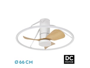 Ventilateur de plafond fabrilamp oporto dc blanchêtre 3 pales 66 cm 6 vitesses led 46 w télécommande