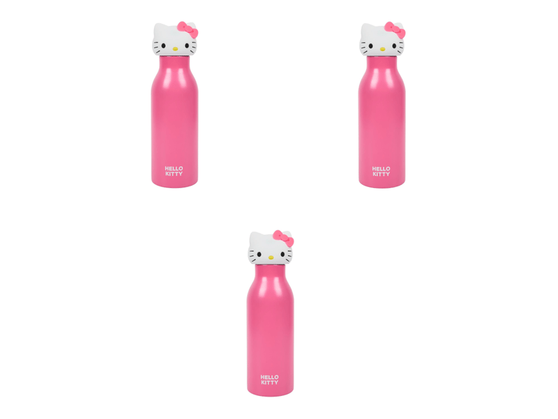  Lot de 3 bouteilles isothermes hello kitty 40 cl - bouchon 3d hello kitty - rose  - Conforama A