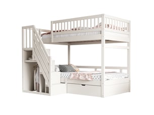 Lit avec rangement 2x90x200 cm MEUBLIV coloris blanc
