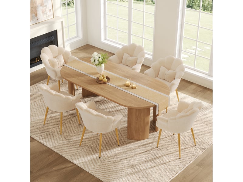  Lot de 6 fauteuils 64x65,5x85 cm avec accoudoirs et coussins, pieds en métal, beige  - Conforama B