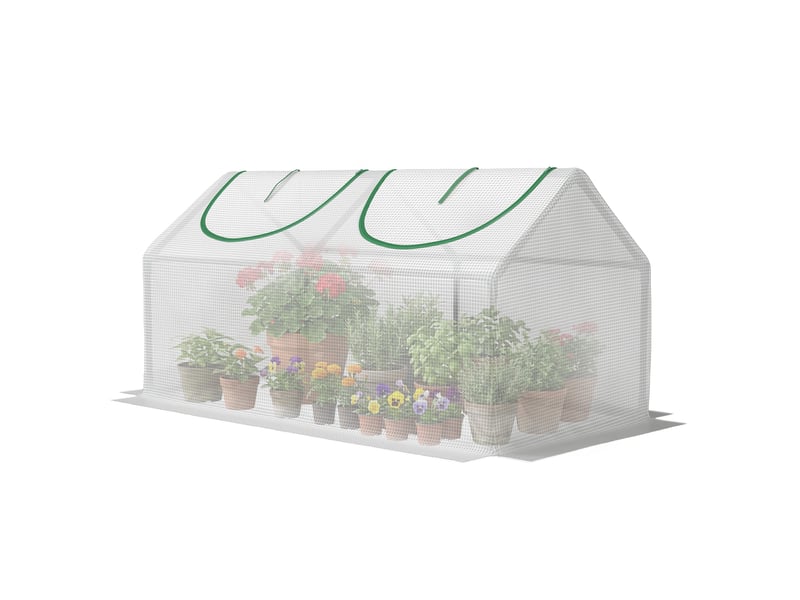  Serre de jardin mini serre 2 fenêtres enroulables couverture en pe haute densité 140 gm² 120 x 60 x 60 cm blanc  - Conforama B