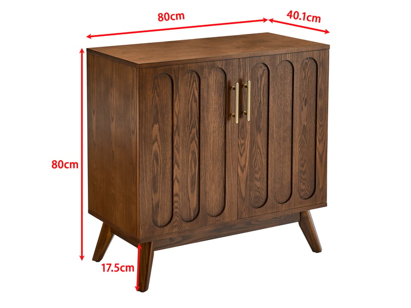  Buffet en mdf et bois massif style mid-century avec façades rainurées, étagères réglables et prise intégrée 4071298405385 - Conforama E