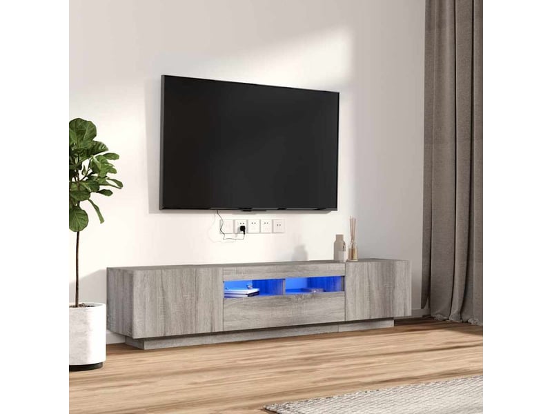  Ensemble de meubles tv avec lumières led 2 pcs sonoma gris shl99583  - Conforama B
