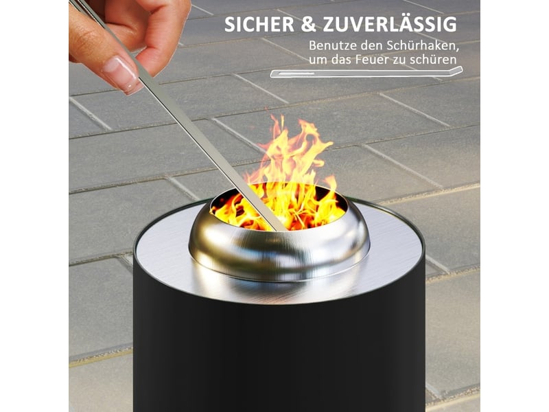  Brasero sans fumée en acier inoxydable 16 x 16 x 25 cm – noir – avec tisonnier pour jardin et camping  - Conforama E