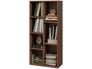 Bibliothèque cubique en bois avec 7 étagères de tailles différentes, 50 x 24 x 106 cm, couleur noyer