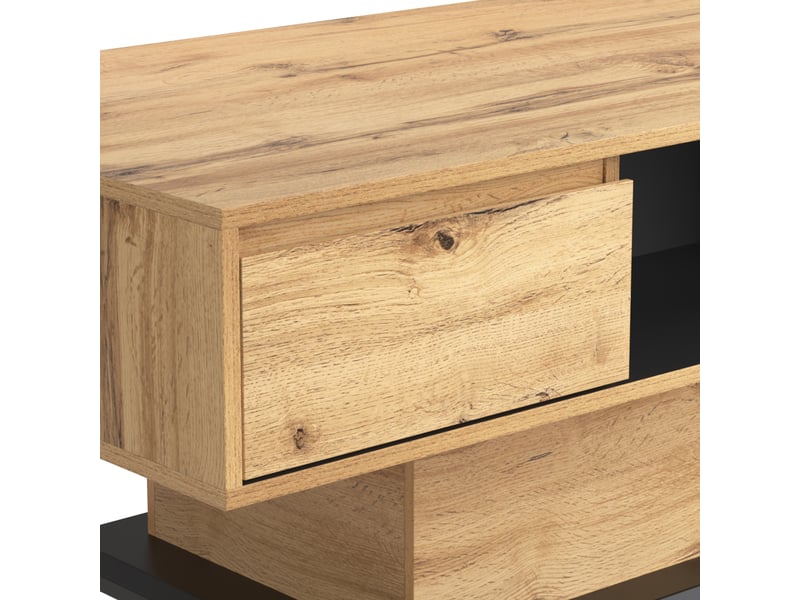 Table basse avec tiroir et rangements double face, chêne et anthracite, 100 x 60 x 47 cm Fay Lum - Conforama D