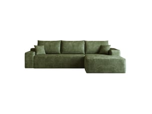 270 cm canapé modulable sans ossature avec chaise longue l, moderne, assise profonde, sans assemblage, pour salon et chambre, vert