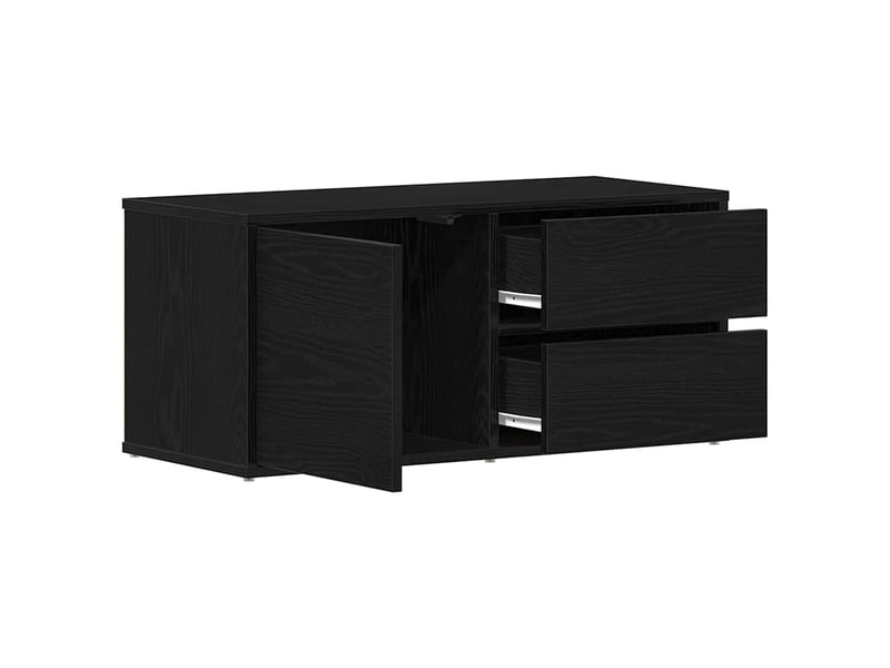  Meuble tv - banc tv - meuble de rangement 80 x 34 x 36 cm chêne noir bois d'ingénierie  - Conforama E