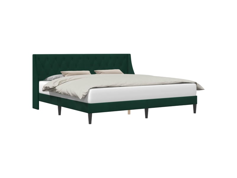 Lit double- lit adulte - cadre de lit avec tête de lit vert foncé 200 x 200 cm velours - Conforama A