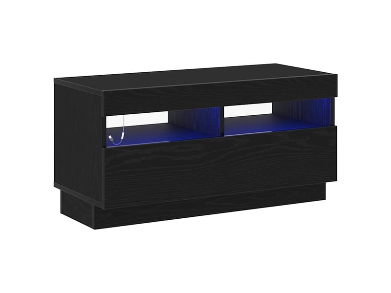  Meuble tv - banc tv - meuble de rangement 80 x 35 x 40 cm chêne noir bois d'ingénierie  - Conforama A