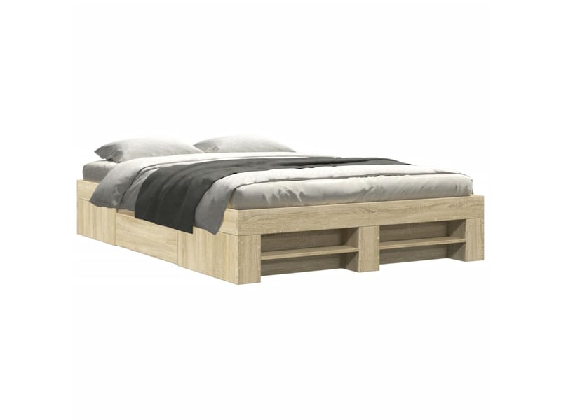  Lit double- lit adulte -  cadre de lit sans matelas chêne sonoma 140x200 cm  - Conforama A