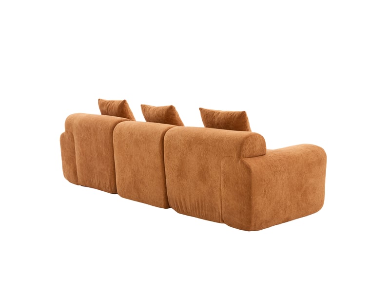  Canapé d'angle modulable 3 places en mousse à mémoire de forme - lpospi - tissu côtelé orange, 268 × 102 × 78 cm  - Conforama A