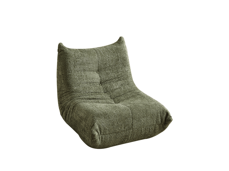  Fauteuil canapé - chauffeuse de sol ergonomique, mousse haute densité, salon et chambre - en chenille vert olive  - Conforama A