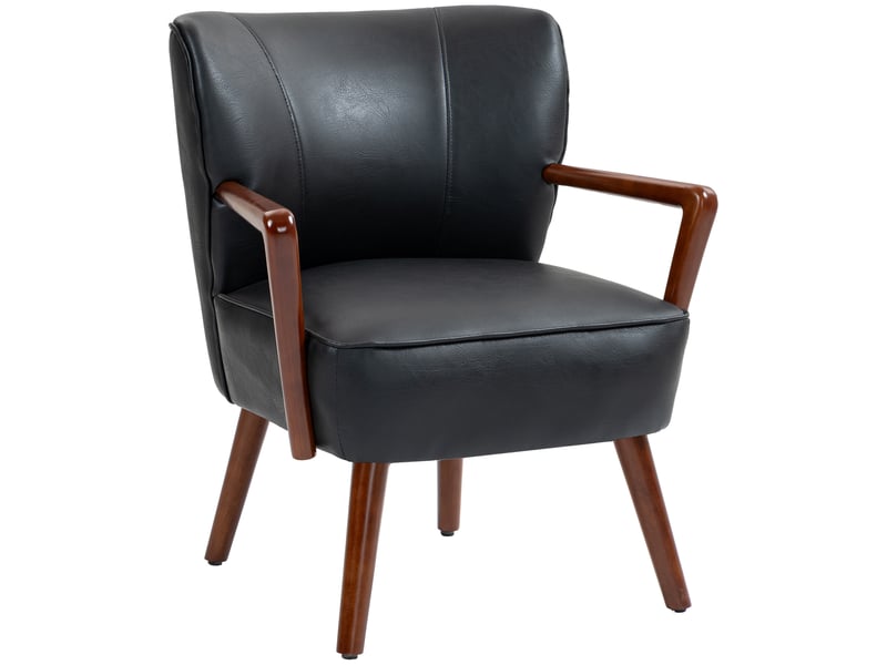  Fauteuil en similicuir et bois d'hévéa noir 67 x 77 x 80 cm  - Conforama B