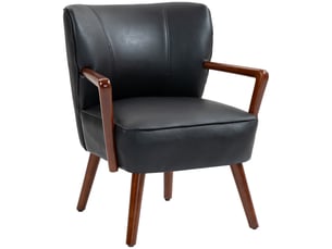 Fauteuil en similicuir et bois d'hévéa noir 67 x 77 x 80 cm