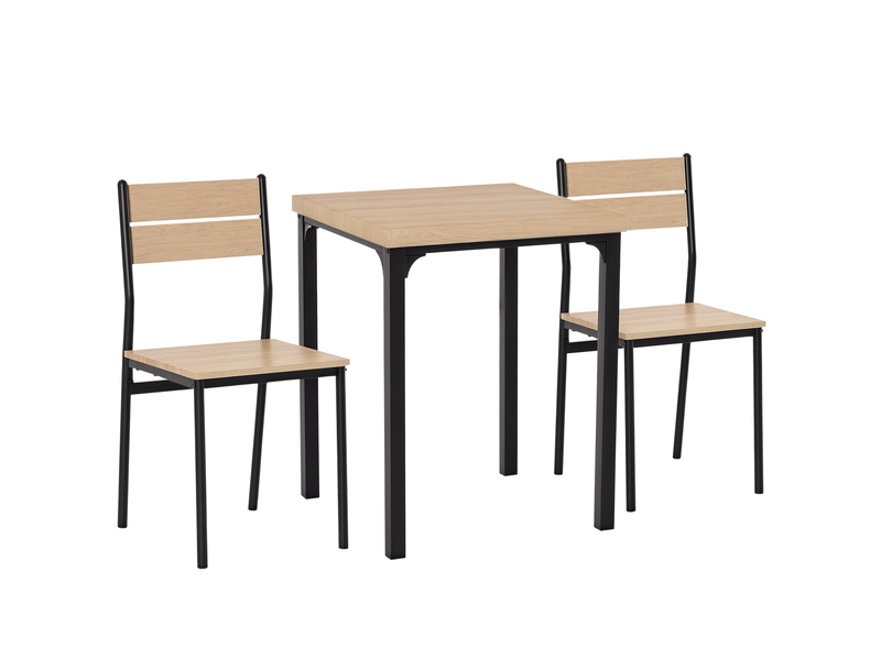  Ensemble table et chaises pour 2 personnes, table de cuisine avec chaises, table à manger 3 pièces avec 2 chaises encastrables, bois de chêne clair, pour cuisine salon maison  - Conforama B