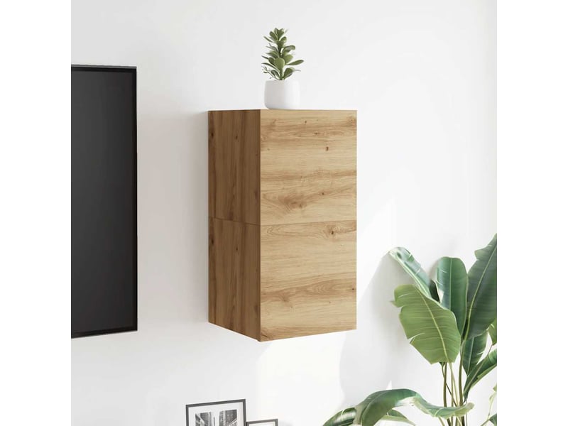  Lot de 2 meuble tv mural, meuble tv suspendu chêne artisanal 30,5x30x30 cm  - Conforama C