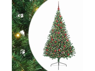Sapin de noël, arbre de noël artificiel pré-éclairé vert 180 cm pvc cf61382