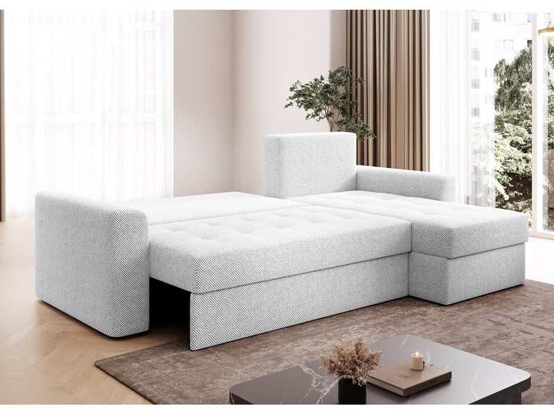  Canapé d’angle karaman 238 cm blanc perle convertible avec coffre Karaman - Conforama D