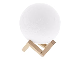 Enceinte bluetooth lumineuse t'nb moon hpmoon, lampe d'ambiance multicolore, télécommande, socle bois