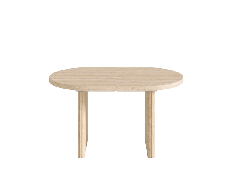  Table de cuisine ovale avec allonge beige - 90x140-200max.cm mdf  - Conforama E