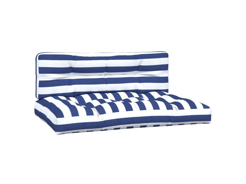  Lot de 2 coussins de palette, coussins de canapé rayures bleuesblanches tissu cf59596  - Conforama A