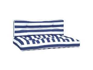 Lot de 2 coussins de palette, coussins de canapé rayures bleuesblanches tissu cf59596