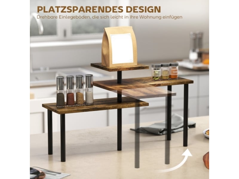  Étagère de cuisine 3 niveaux, rotative, pour micro-ondes, métal, style industriel, 40x18x36,5 cm  - Conforama D