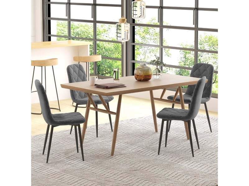  Chaises de salle à manger lot de 4 rembourrées avec dossier  - pieds en acier, velours gris 45 × 54 × 87 cm  - Conforama B