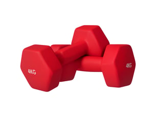 Lot de 2 haltères hexagonales avec poignée antidérapante pour l'entraînement à la maison, 2 x 4kg, rouge