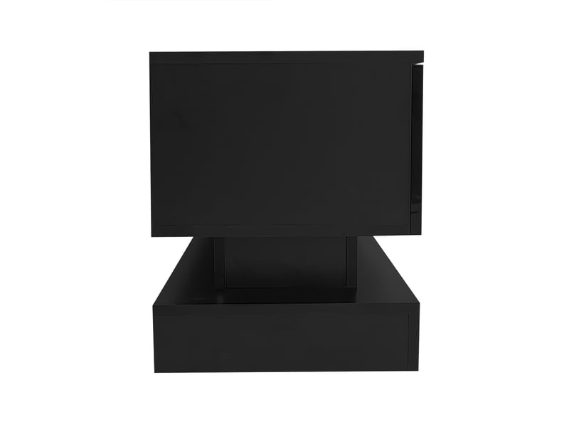  Meuble tv noir brillant 160x35x40,5 cm avec led, contrôle des applications, 2 tiroirs, conception anti-basculement, meuble tv bas  - Conforama C
