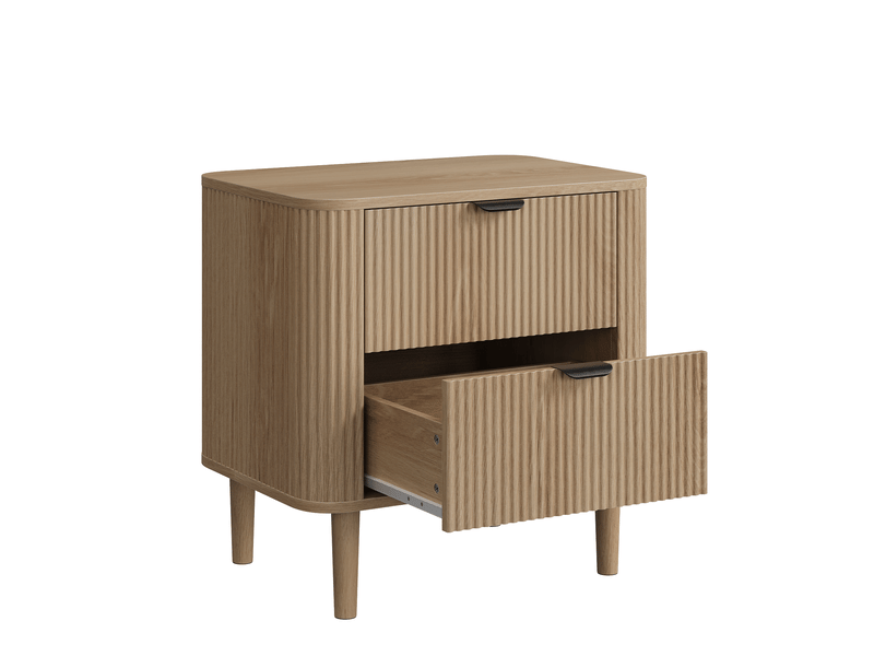  Table de chevet 57x40x57 cm à 2 tiroirs décor chêne naturel  - Conforama A