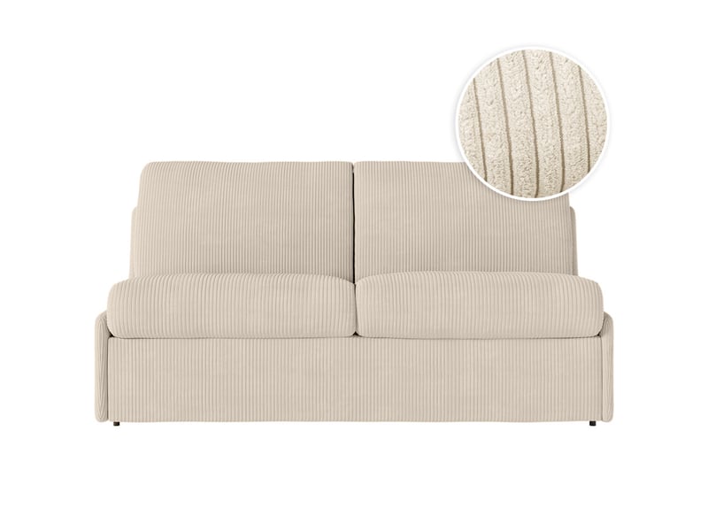 Canapé convertible express 3 pl agathe 140x190cm en velours côtelé beige - matelas 13cm AGATHE - Conforama B