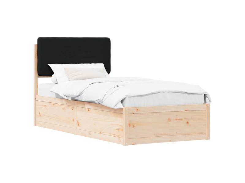  Lit simple- lit adulte -  cadre de lit avec tête de lit rembourrée noir 100 x 200 cm  - Conforama A