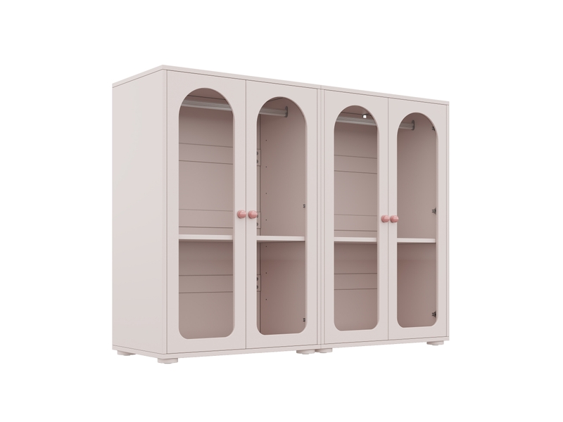  Armoire 2 portes, rangement, rose poudré, finition laquée, 2 pièces, avec tringle et portes acryliques  - Conforama D
