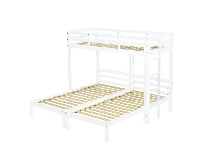  Lit superposé triple blanc 90x200 cm avec échelle latérale - pour enfants et adolescents  - Conforama A