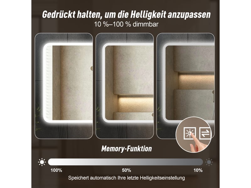  Miroir de salle de bain led antibuée 3 couleurs dimmable 100 x 60 cm W3700P467925 - Conforama E