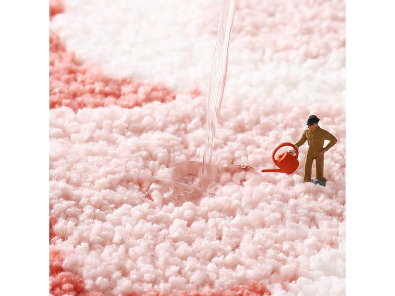  Tapis de bain et douche motif forêt, moelleux, doux, antidérapant, durable et absorbant, 50 x 80 cm, motif fleur de pêcher  - Conforama B
