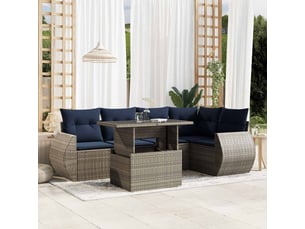 Vidaxl ensemble de canapé de jardin 6 pcs avec coussins gris résine tressée