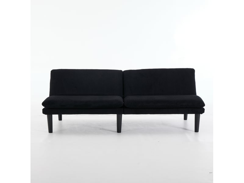  Canapé convertible 2 places 168x86 cm noir en velours côtelé, dossier réglable à trois positions sans accoudoirs  - Conforama D