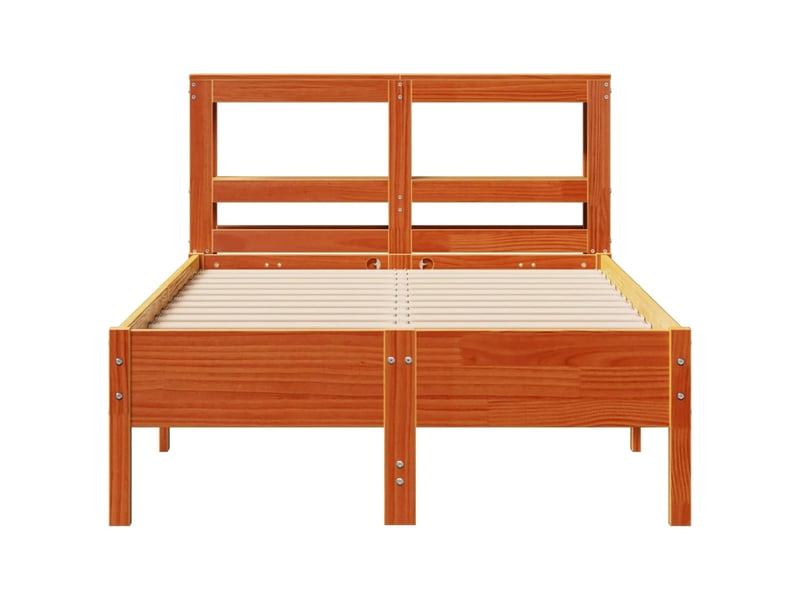 Lit double- lit adulte - cadre de lit sans matelas marron 120x190cm bois pin massif - Conforama C