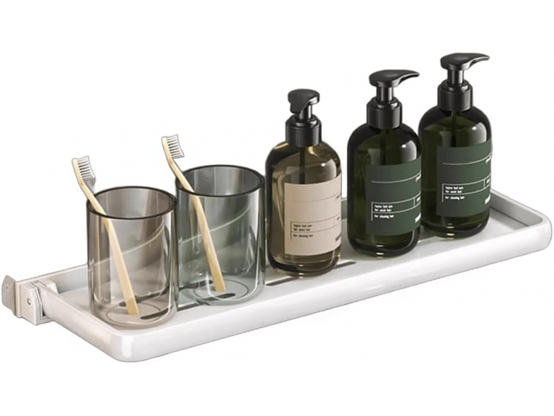  Étagère murale pliable pour salle de bain, idéale pour la salle de bain, la cuisine ou le camping-car, blanche, 30 cm  - Conforama A