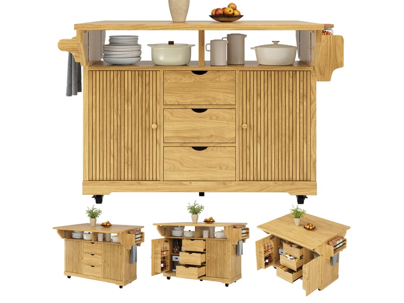  Desserte 2 portes 3 tiroirs coloris bois clair mdf  - Conforama A