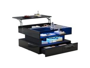 Table basse carré(e) coloris noir <strong>MERAX</strong> <strong>table basse noir</strong> - 80 cmx80 cm