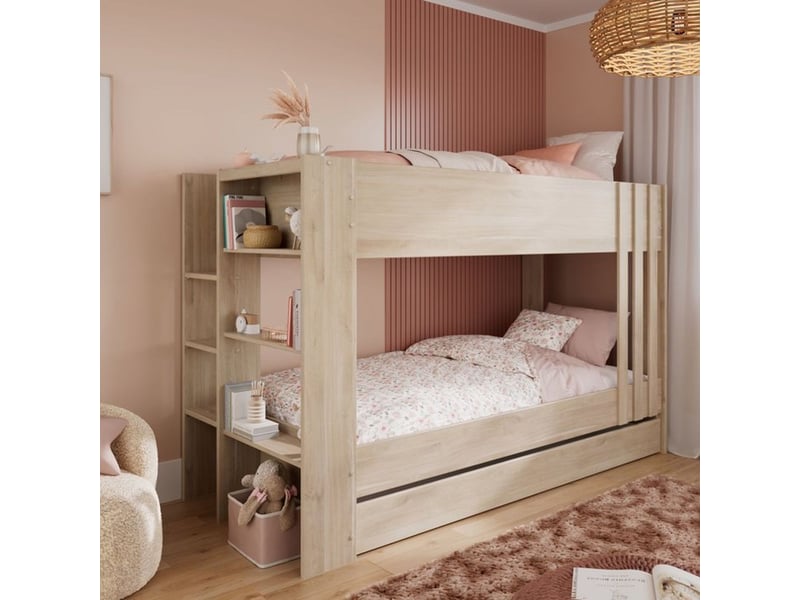  Lit superpose + lit tiroir escale decor chene montage reversible 3580EN23 - Conforama B