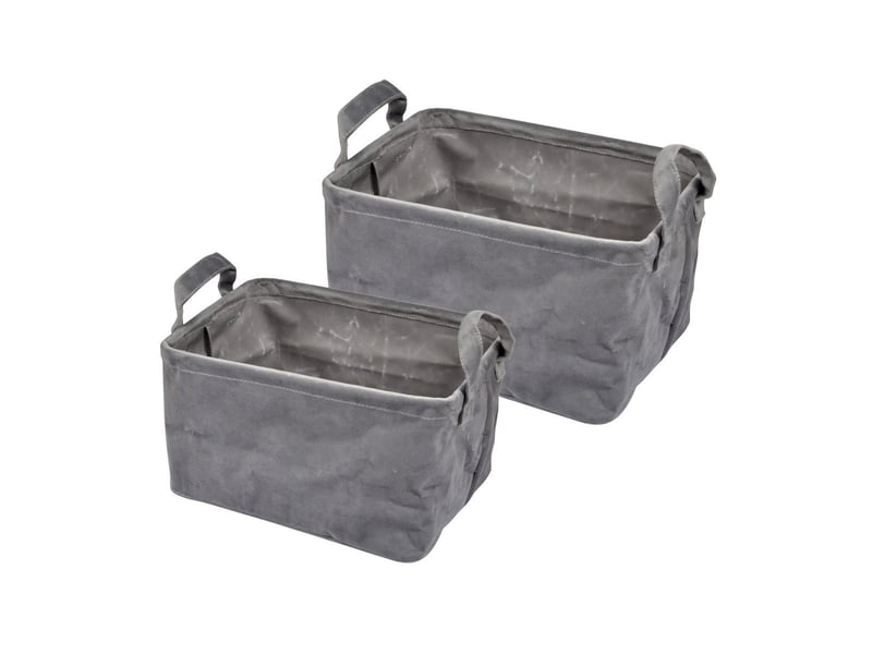  Lot de 2 panières rectangles velvet 32cm anthracite  - Conforama A